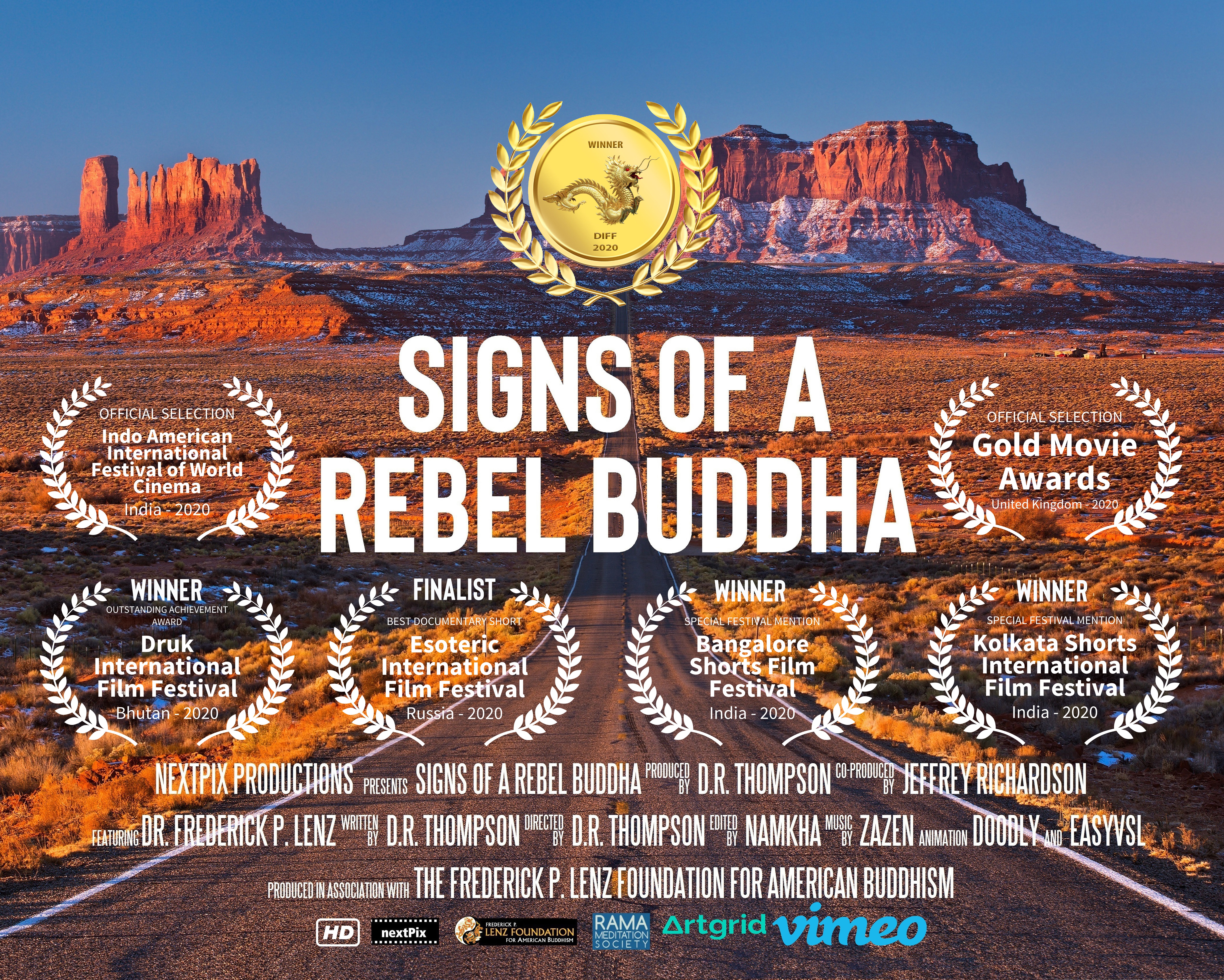 A road leading to Monument Valley with red truck going at camera, Usa